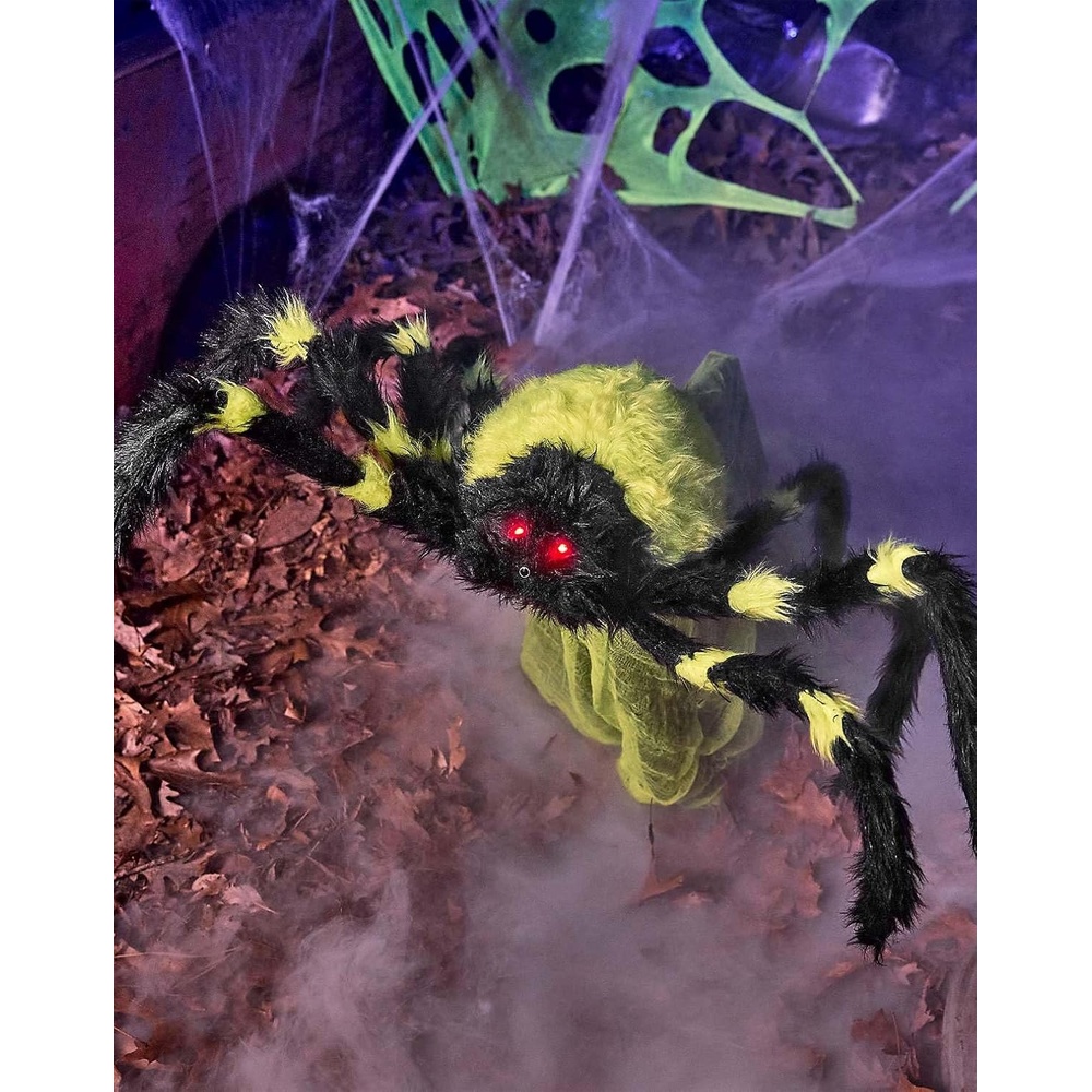 Typical Led Current Spirit Halloween 21 Inch LED Green Jumping Spider Animatronic ...